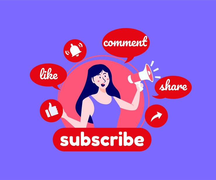Vector suscribir comentarios y me gusta en las redes sociales de youtube