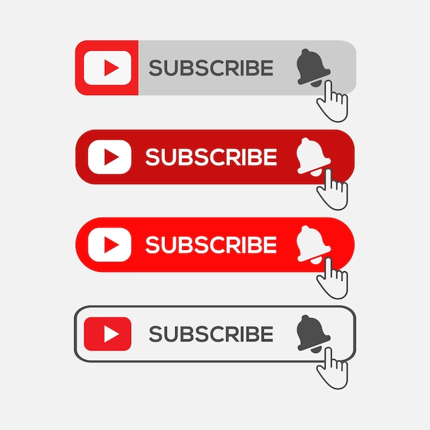 Suscribirse al botón de campana y al cursor de la mano Botón rojo Suscribirse al blog del canal Medios sociales