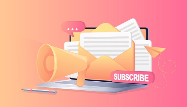 Suscribirse Botón rojo suscribirse a noticias por correo electrónico Marketing de fondo en redes sociales
