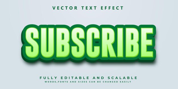 Vector suscribirse efecto de texto verde