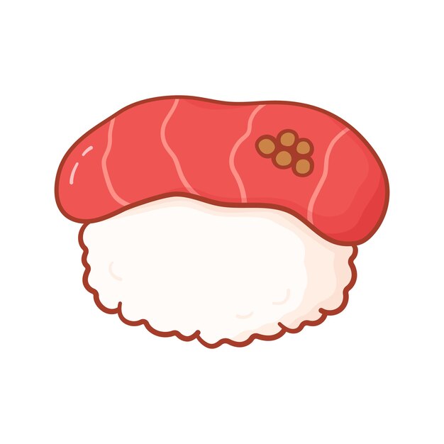 Sushi con atún en estilo garabato Ilustración vectorial comida asiática en estilo de dibujos animados