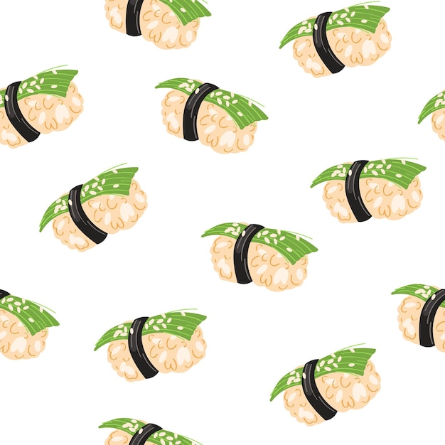 Sushi. comida japonesa, ilustración vectorial. patrón