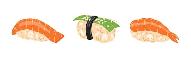 Sushi, comida japonesa, ilustración vectorial.