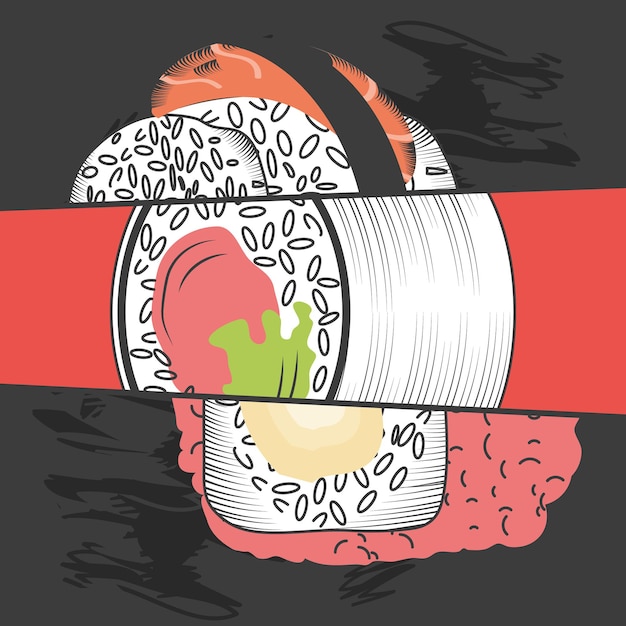 Vector sushi de comida japonesa