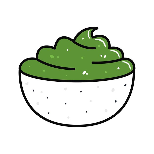 Sushi en estilo de dibujos animados Cute wasabi bowl para menú