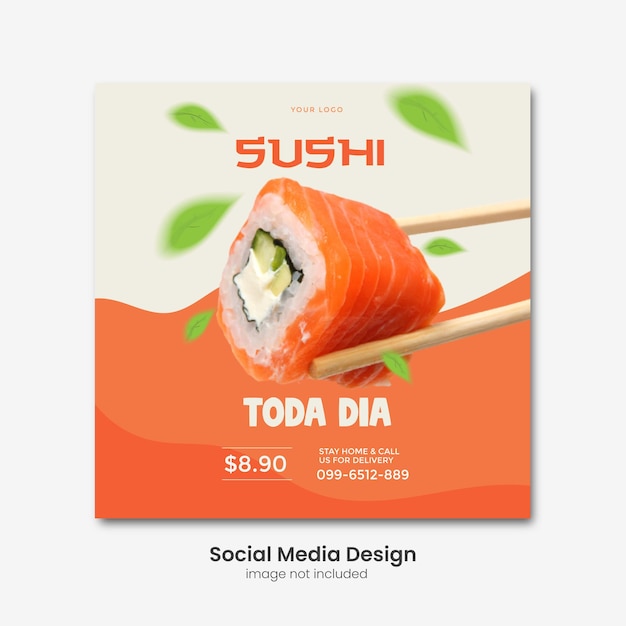 Sushi Food Diseño de publicaciones para las redes sociales