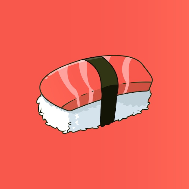 Sushi fresco con arroz y pescado ilustración plana