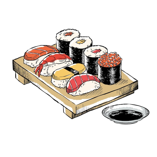 Sushi_hand_drawn_japanese_food_vector