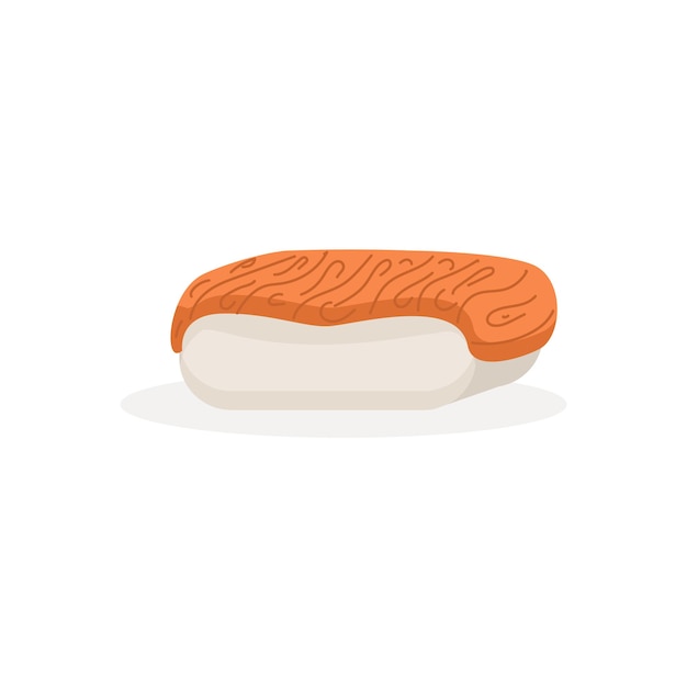 Sushi con icono de salmón aislado Deliciosa cocina oriental Ilustración vectorial tradicional para portada, menú, postales, impresión de banner de mercancía corporativa, sitio web y publicación en redes sociales