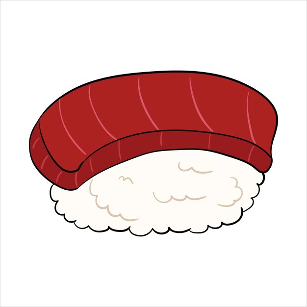 Sushi con ilustración de vector de atún sobre un fondo blanco