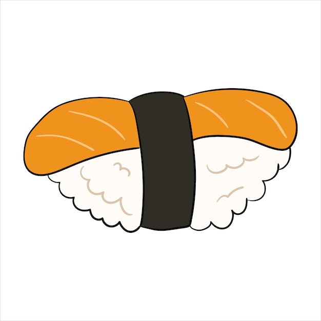 Sushi con ilustración de vector de salmón y nori sobre un fondo blanco