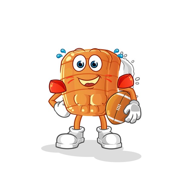 Sushi jugando al personaje de rugby. vector de mascota de dibujos animados