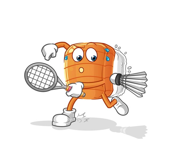 Sushi jugando ilustración de bádminton. vector de caracteres