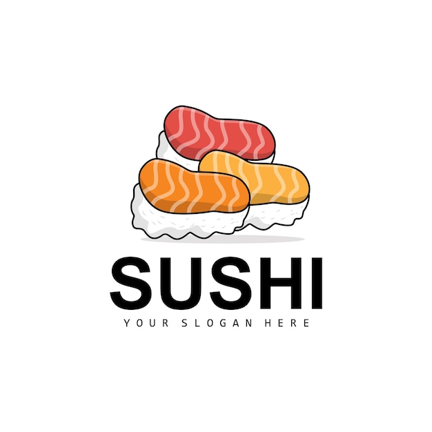 Sushi Logo Comida Japonesa Sushi Mariscos Vector Cocina Japonesa Producto Marca Diseño Plantilla Icono