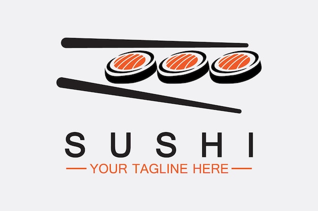 Sushi logo pescado comida japón restaurante japonés vector imagen