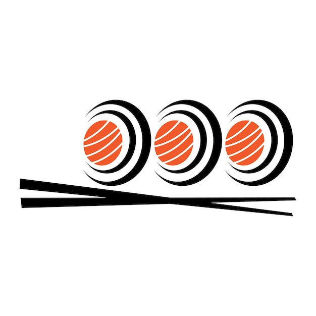 Sushi logo templateVector Icon Style Illustration Bar o Shop SushiSalmon RollSushi y rollos con chopstick bar o restaurant vector logo template
