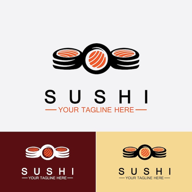 Sushi logo templatevector icon style illustration bar o shop sushisalmon rollsushi y rollos con chopstick bar o restaurant vector logo template