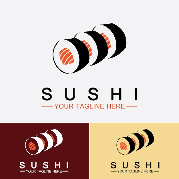 Sushi logo templateVector Icon Style Illustration Bar o Shop SushiSalmon RollSushi y rollos con chopstick bar o restaurant vector logo template