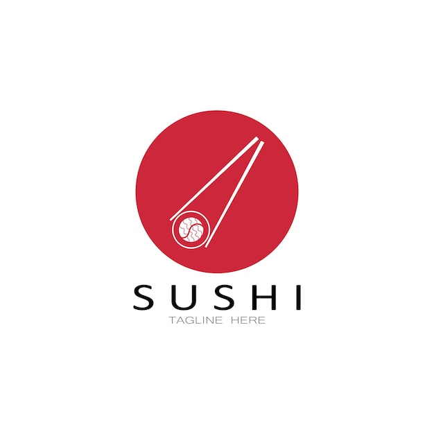 Sushi logo templateVector Icon Style Illustration Bar o Shop SushiSalmon RollSushi y rollos con chopstick bar o restaurant vector logo template