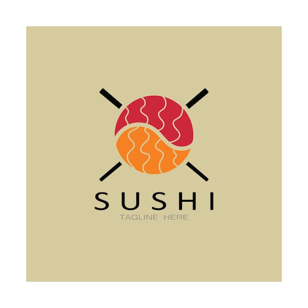 Sushi logo templateVector Icon Style Illustration Bar o Shop SushiSalmon RollSushi y rollos con chopstick bar o restaurant vector logo template