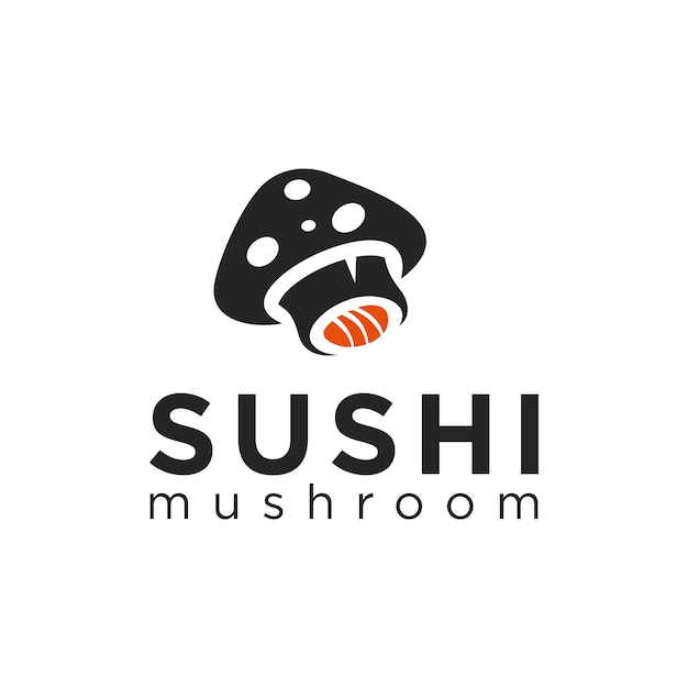 Vector sushi mushroom logo diseño simple