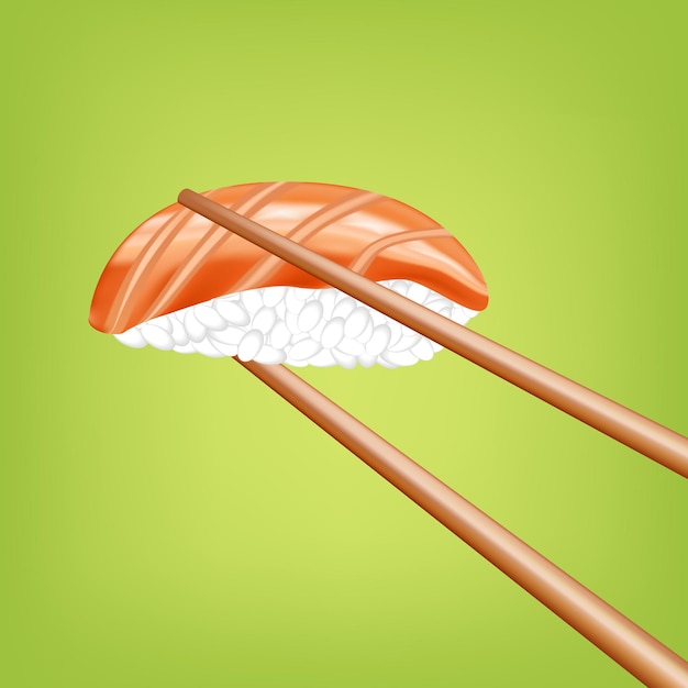 Vector sushi con palillos en diseño 3d