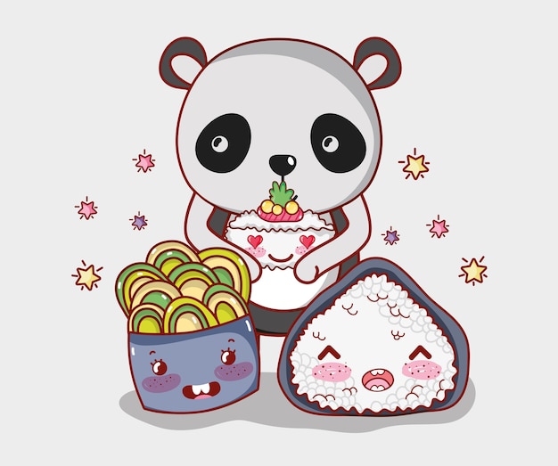 Sushi y panda kawaii