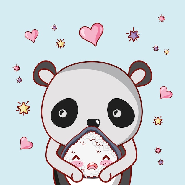 Sushi y panda kawaii