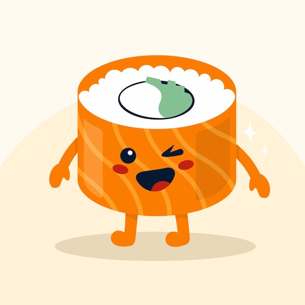 Vector sushi con salmón en diseño plano