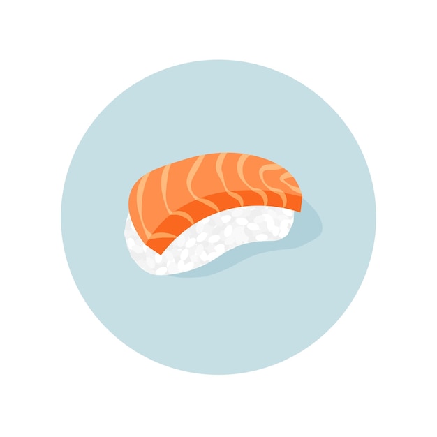 Sushi de salmón japonés. Pescado crudo en rodajas con arroz. Comida asiática tradicional. ilustración vectorial