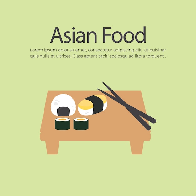 Sushi servido en la ilustración de vector de placa