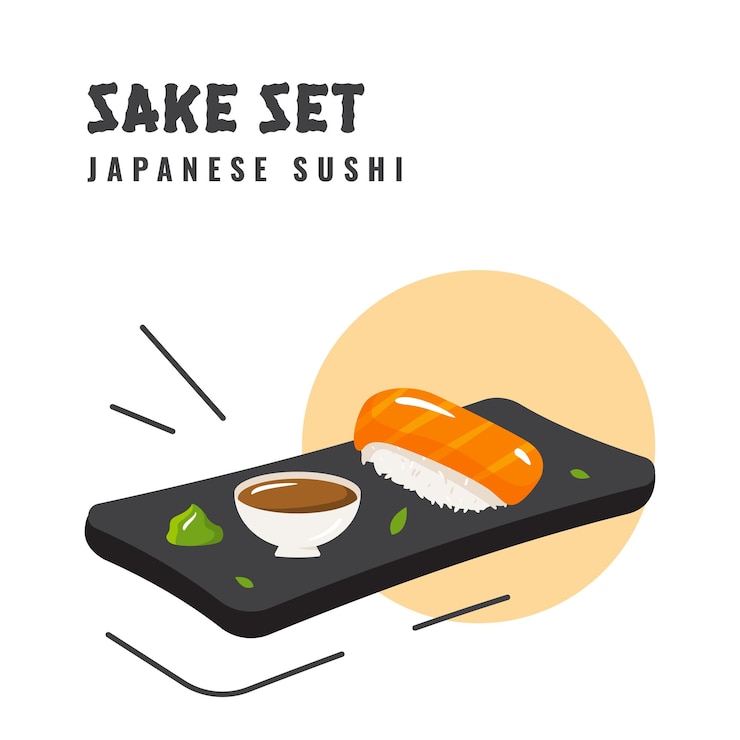 Vector sushi set comida tradicional japonesa