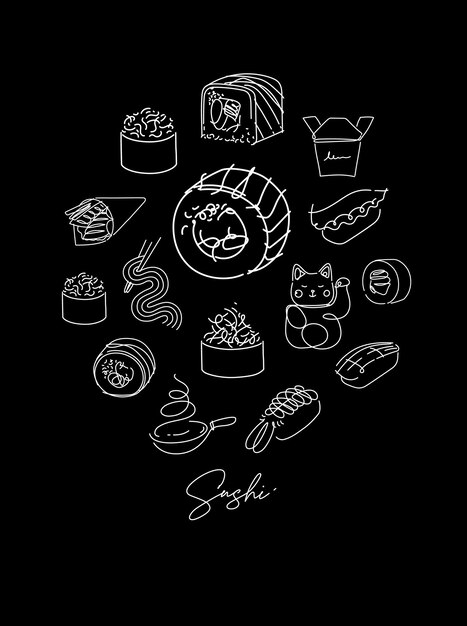Sushi types poster black