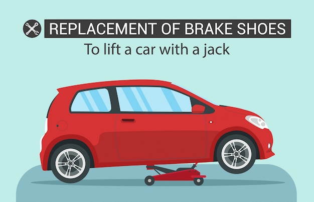 Sustitución de zapatas de freno. levanta el coche rojo con jake.