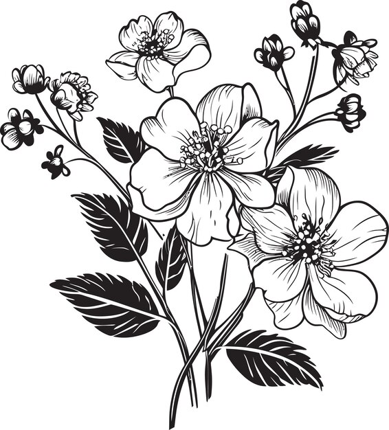 Vector los susurros de la flor logotipo vectorial elegante con flores botánicas negras jardín enigma emblema negro elegante