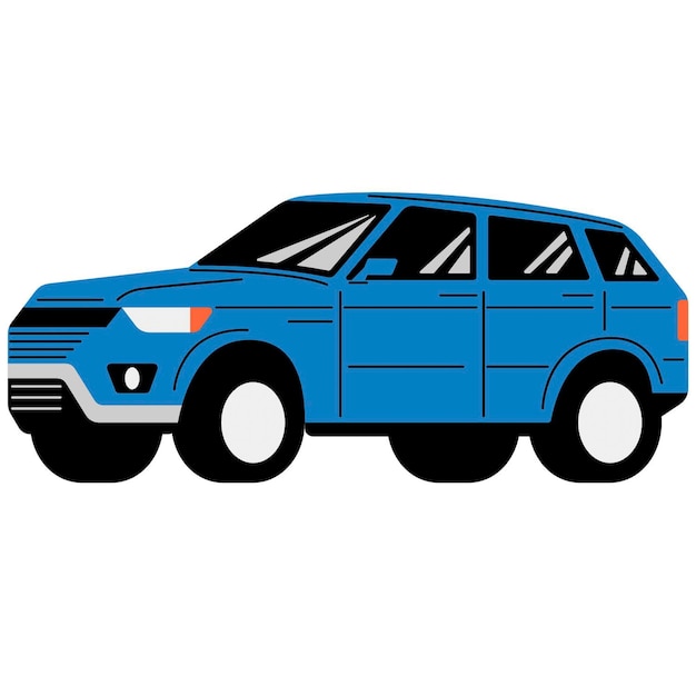un SUV azul con una tapa blanca y llantas negras