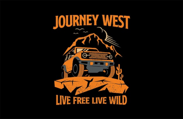 Suv car journey west live diseño gráfico gratuito