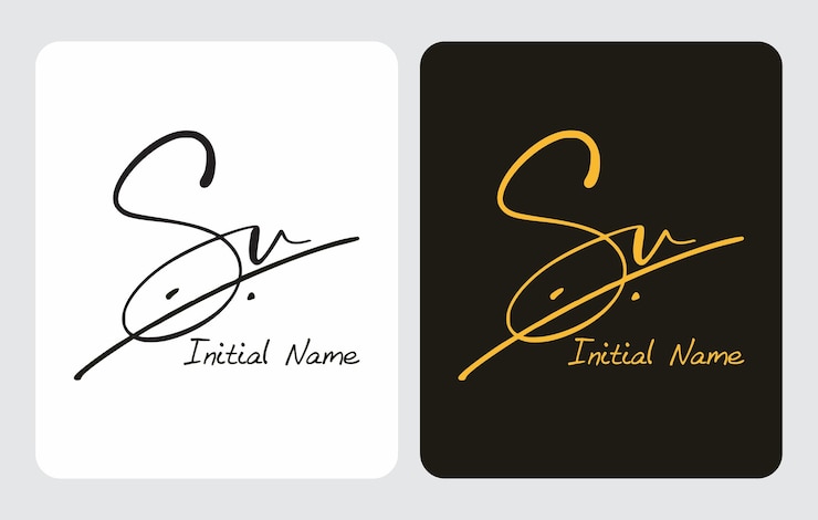 Vector sv s v escritura a mano inicial sv escritura a mano inicial plantilla de logotipo de firma vector letras de mano