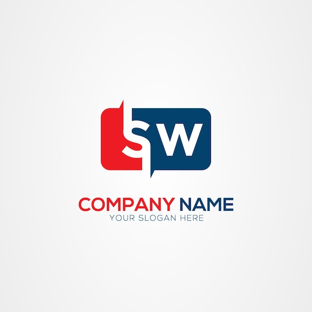 SW o WS Creative Modern Letters Elemento de diseño del logotipo