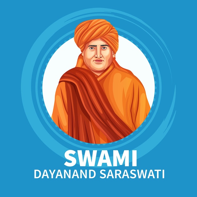 Swami dayananda saraswati fundador de la arya samaj jayanti diseño de tarjetas de felicitación de fondo vectorial