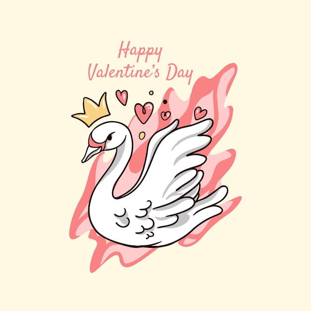 Vector swan love valentines day