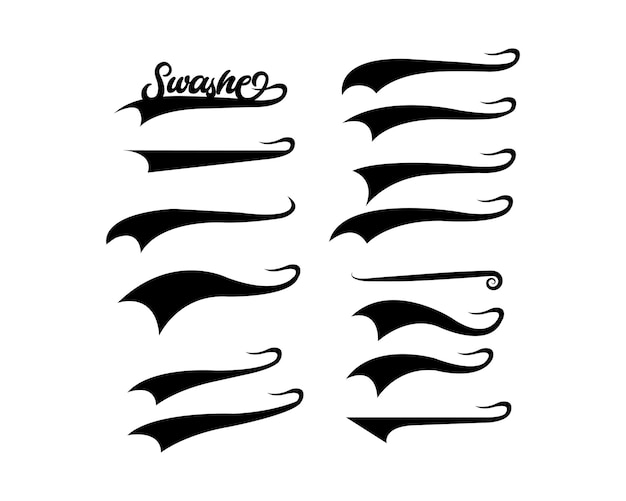 Swashes Tabla de puntuación de béisbol Elementos de diseño de texto Líneas curvas gráficas Tipografía Líneas Temp