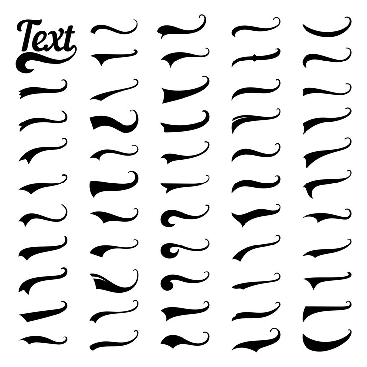 Vector swashing de tipografía de cola con remolinos deportivos. pluma arremolinada rizado deportivo logo.
