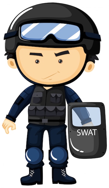 Swat en uniforme de protección