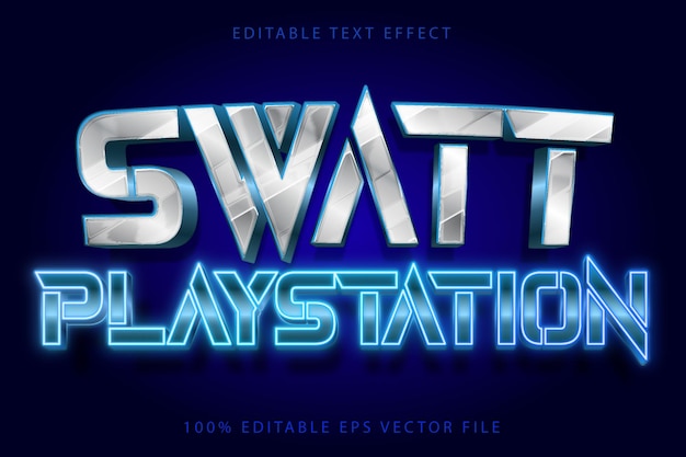 Swatt Playstation Efecto de texto editable Estilo moderno 3d