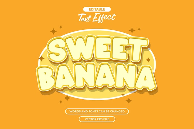 Sweet banana editable text effect with cartoon text