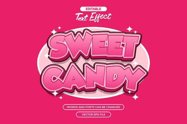 Sweet candy editable text effect with 3d pink text