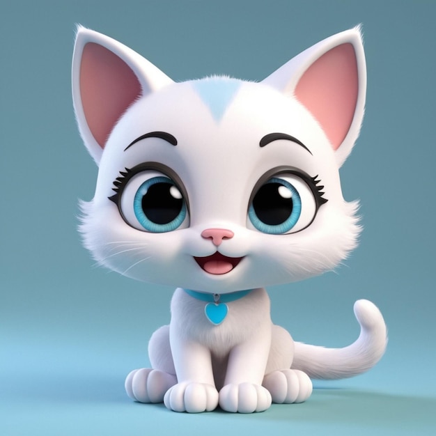 Vector sweet eyed kitten cartoon character