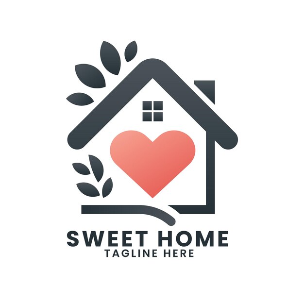 Sweet love house concepto de diseño de logotipo de bienes raíces plantilla vectorial