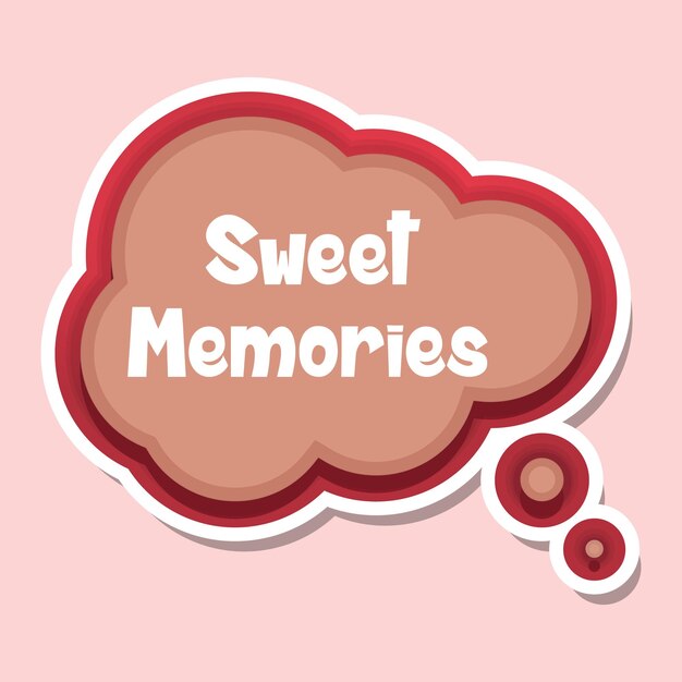 Vector sweet memories mensajes sticker diseño de letras pegatina mensaje tipográfico insignia de chat